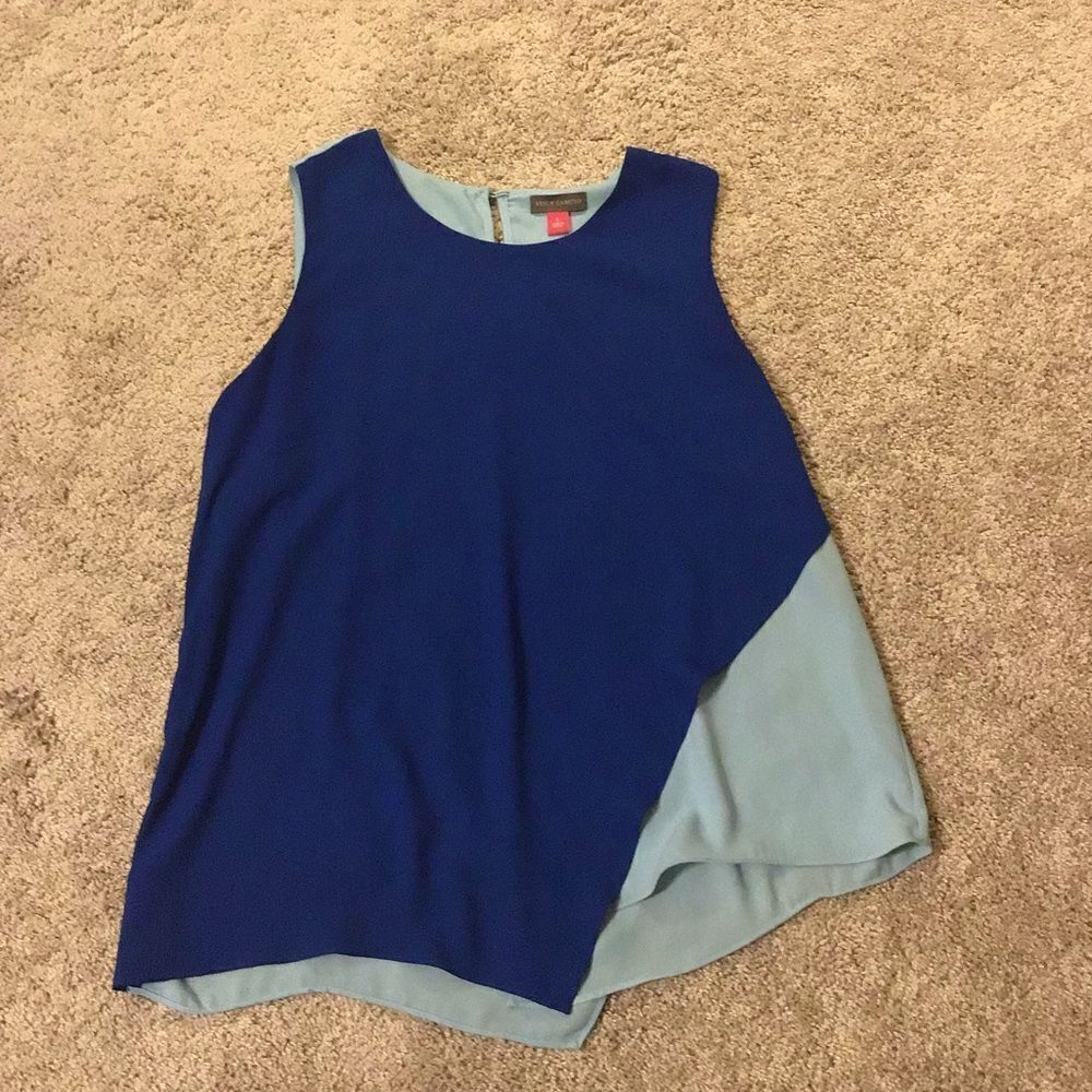 VINCE CAMUTO Blue Two Toned Tank